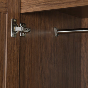 English Elm 4 Door Wardrobe Armoire Closet with 2 Drawers Rustic Pine & MDF Storage Cabinet with Shelves and Hanging Space Brown N7090001842D
