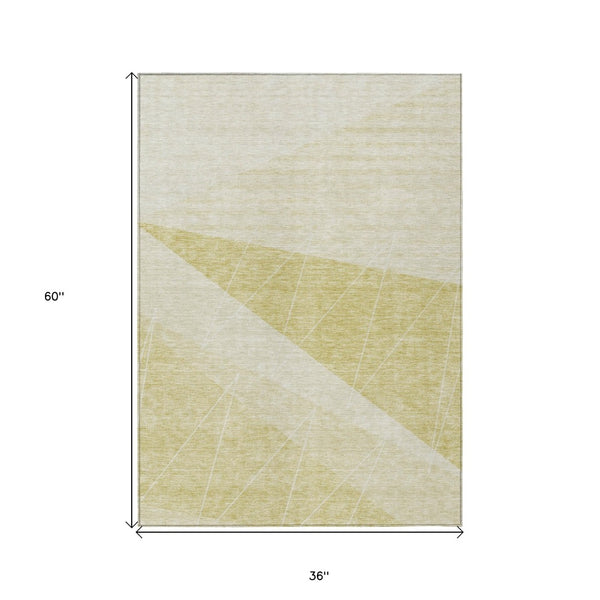 Homeroots 3' Mint Green And Ivory Geometric Washable Area Rug For Indoor And Outdoor Spaces, Stain Resistant 3' X 5' Polyester 582500