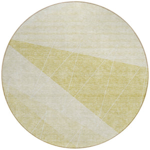 Homeroots 3' Mint Green And Ivory Geometric Washable Area Rug For Indoor And Outdoor Spaces, Stain Resistant 8' Round Polyester 582502