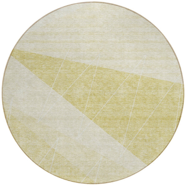 Homeroots 3' Mint Green And Ivory Geometric Washable Area Rug For Indoor And Outdoor Spaces, Stain Resistant 8' Round Polyester 582502