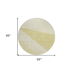 Homeroots 3' Mint Green And Ivory Geometric Washable Area Rug For Indoor And Outdoor Spaces, Stain Resistant 8' Round Polyester 582502