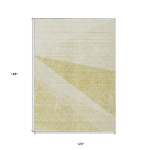 Homeroots 3' Mint Green And Ivory Geometric Washable Area Rug For Indoor And Outdoor Spaces, Stain Resistant 10' X 14' Polyester 582505