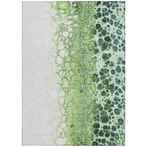 Homeroots 3' Stylish Green And Mint Abstract Washable Area Rug For Indoor And Outdoor Spaces, Durable Design 3' X 5' Polyester 582506