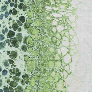 Homeroots 3' Stylish Green And Mint Abstract Washable Area Rug For Indoor And Outdoor Spaces, Durable Design 3' X 5' Polyester 582506