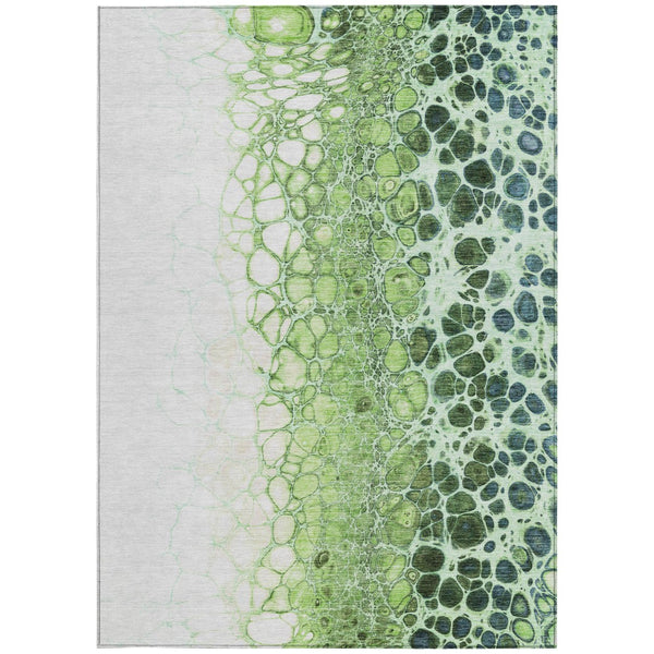 Homeroots 3' Stylish Green And Mint Abstract Washable Area Rug For Indoor And Outdoor Spaces, Durable Design 5' X 8' Polyester 582507