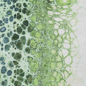 Homeroots 3' Stylish Green And Mint Abstract Washable Area Rug For Indoor And Outdoor Spaces, Durable Design 5' X 8' Polyester 582507