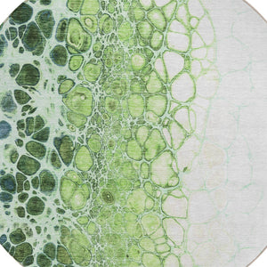 Homeroots 3' Stylish Green And Mint Abstract Washable Area Rug For Indoor And Outdoor Spaces, Durable Design 8' Round Polyester 582508