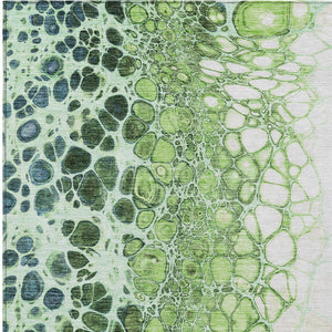 Homeroots 3' Stylish Green And Mint Abstract Washable Area Rug For Indoor And Outdoor Spaces, Durable Design 8' X 10' Polyester 582509