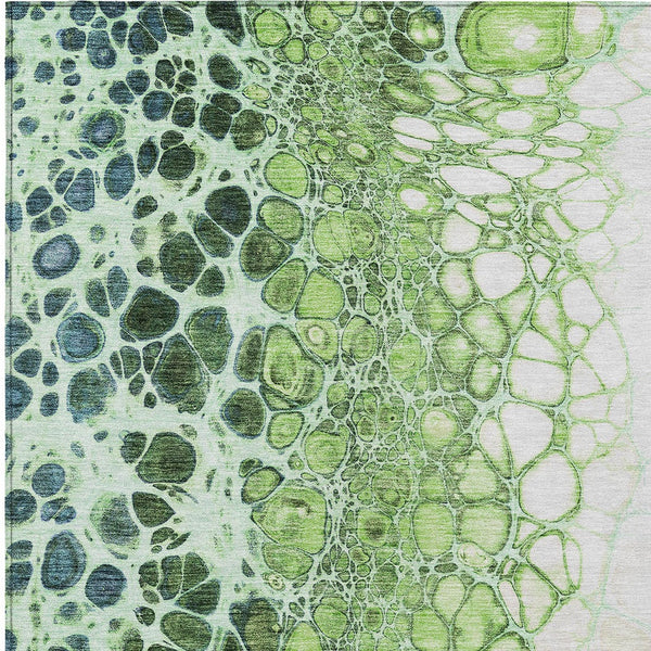 Homeroots 3' Stylish Green And Mint Abstract Washable Area Rug For Indoor And Outdoor Spaces, Durable Design 8' X 10' Polyester 582509