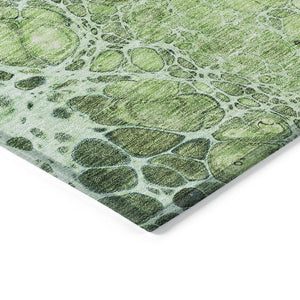 Homeroots 3' Stylish Green And Mint Abstract Washable Area Rug For Indoor And Outdoor Spaces, Durable Design 9' X 12' Polyester 582510