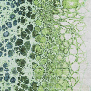 Homeroots 3' Stylish Green And Mint Abstract Washable Area Rug For Indoor And Outdoor Spaces, Durable Design 9' X 12' Polyester 582510