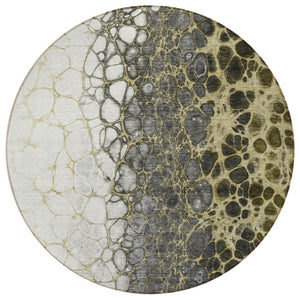 Homeroots 3' Stylish Green And Mint Abstract Washable Area Rug For Indoor And Outdoor Spaces, Durable Design 8' Round Polyester 582514