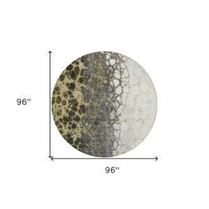 Homeroots 3' Stylish Green And Mint Abstract Washable Area Rug For Indoor And Outdoor Spaces, Durable Design 8' Round Polyester 582514