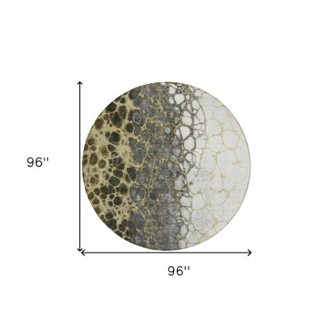 Homeroots 3' Stylish Green And Mint Abstract Washable Area Rug For Indoor And Outdoor Spaces, Durable Design 8' Round Polyester 582514