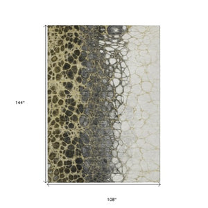 Homeroots 3' Stylish Green And Mint Abstract Washable Area Rug For Indoor And Outdoor Spaces, Durable Design 9' X 12' Polyester 582516