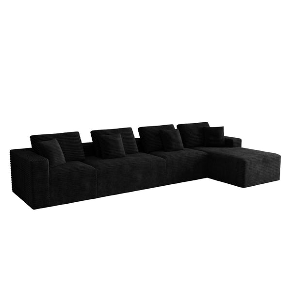 English Elm 153.5*68.9"modular Six Piece Corduroy Sectional Sofa with Reversible Chaise Living Room W3819S00151