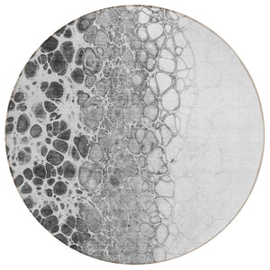 HomeRoots 5' Stylish Gray Silver Charcoal Abstract Area Rug - Washable, Durable, Perfect for Indoor & Outdoor Use 8' Round 582520