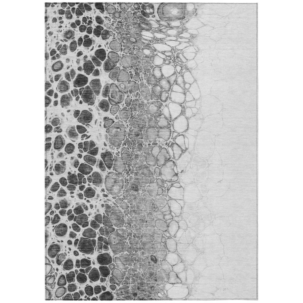 HomeRoots 9' Abstract Gray Silver Charcoal Area Rug - Modern Washable Design for Indoor & Outdoor Use 9' X 12' 582522