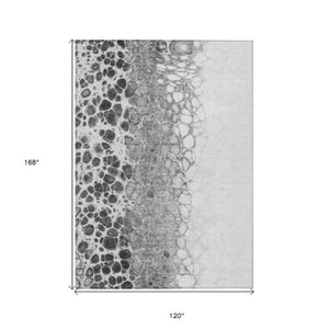 Homeroots 3' Stylish Green And Mint Abstract Washable Area Rug For Indoor And Outdoor Spaces, Durable Design 10' X 14' Polyester 582523