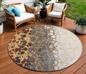 Homeroots 3' Stylish Green And Mint Abstract Washable Area Rug For Indoor And Outdoor Spaces, Durable Design 8' Round Polyester 582526