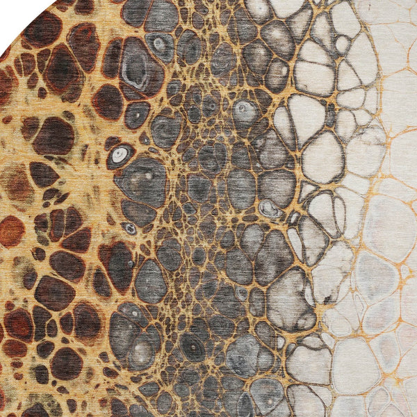 Homeroots 3' Stylish Green And Mint Abstract Washable Area Rug For Indoor And Outdoor Spaces, Durable Design 8' Round Polyester 582526