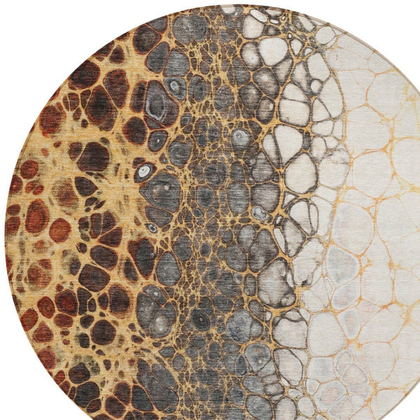 Homeroots 3' Stylish Green And Mint Abstract Washable Area Rug For Indoor And Outdoor Spaces, Durable Design 8' Round Polyester 582526