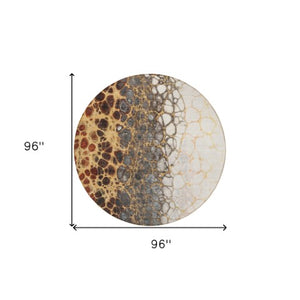 Homeroots 3' Stylish Green And Mint Abstract Washable Area Rug For Indoor And Outdoor Spaces, Durable Design 8' Round Polyester 582526