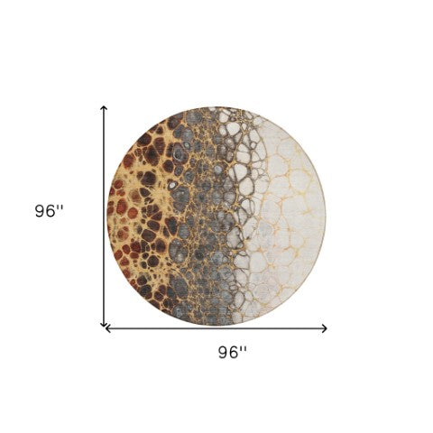 Homeroots 3' Stylish Green And Mint Abstract Washable Area Rug For Indoor And Outdoor Spaces, Durable Design 8' Round Polyester 582526