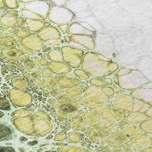 Homeroots 3' Stylish Green And Mint Abstract Washable Area Rug For Indoor And Outdoor Spaces, Durable Design 8' Round Polyester 582532