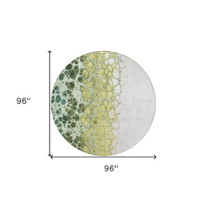Homeroots 3' Stylish Green And Mint Abstract Washable Area Rug For Indoor And Outdoor Spaces, Durable Design 8' Round Polyester 582532