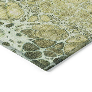 Homeroots 3' Stylish Green And Mint Abstract Washable Area Rug For Indoor And Outdoor Spaces, Durable Design 9' X 12' Polyester 582534