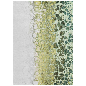 Homeroots 3' Stylish Green And Mint Abstract Washable Area Rug For Indoor And Outdoor Spaces, Durable Design 10' X 14' Polyester 582535