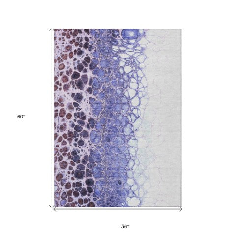 Homeroots 3' Stylish Green And Mint Abstract Washable Area Rug For Indoor And Outdoor Spaces, Durable Design 3' X 5' Polyester 582536