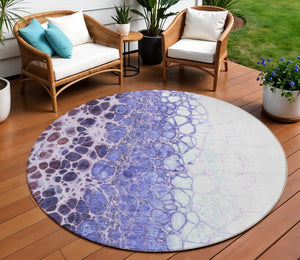 Homeroots 3' Stylish Green And Mint Abstract Washable Area Rug For Indoor And Outdoor Spaces, Durable Design 8' Round Polyester 582538