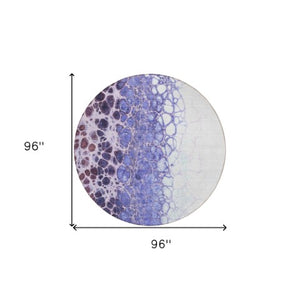 Homeroots 3' Stylish Green And Mint Abstract Washable Area Rug For Indoor And Outdoor Spaces, Durable Design 8' Round Polyester 582538