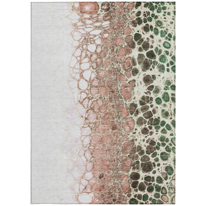 Homeroots 3' Stylish Green And Mint Abstract Washable Area Rug For Indoor And Outdoor Spaces, Durable Design 3' X 5' Polyester 582542