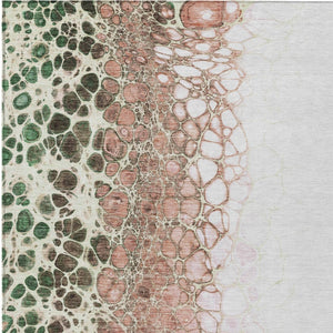 Homeroots 3' Stylish Green And Mint Abstract Washable Area Rug For Indoor And Outdoor Spaces, Durable Design 3' X 5' Polyester 582542