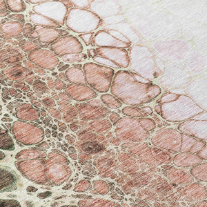 Homeroots 3' Stylish Green And Mint Abstract Washable Area Rug For Indoor And Outdoor Spaces, Durable Design 3' X 5' Polyester 582542