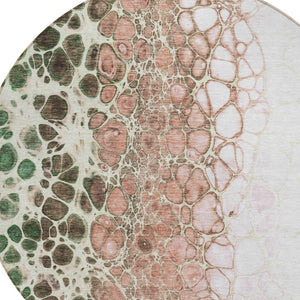 Homeroots 3' Stylish Green And Mint Abstract Washable Area Rug For Indoor And Outdoor Spaces, Durable Design 8' Round Polyester 582544