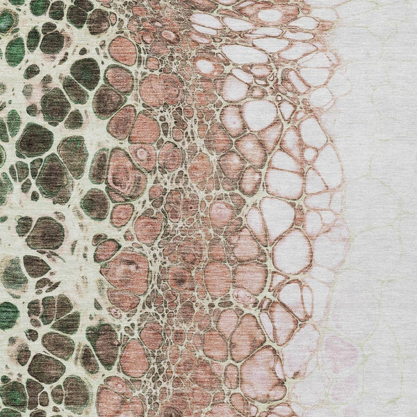 Homeroots 3' Stylish Green And Mint Abstract Washable Area Rug For Indoor And Outdoor Spaces, Durable Design 8' X 10' Polyester 582545