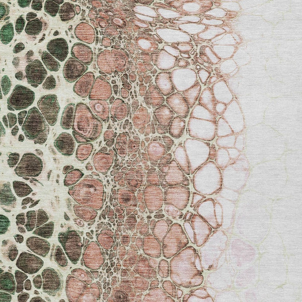 Homeroots 3' Stylish Green And Mint Abstract Washable Area Rug For Indoor And Outdoor Spaces, Durable Design 9' X 12' Polyester 582546