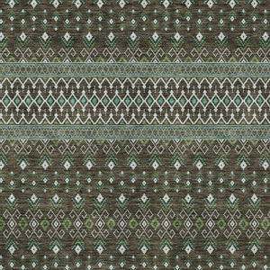 Homeroots 3' Brown Green And Olive Green Tribal Washable Area Rug For Indoor And Outdoor Spaces, Durable Design 5' X 8' Polyester 582549