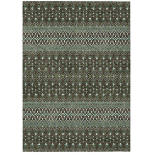 HomeRoots 9' Tribal Area Rug in Brown, Green, and Olive - Stylish, Washable & Durable for Indoor/Outdoor Use 9' X 12' 582552