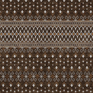 Homeroots 3' Brown Green And Olive Green Tribal Washable Area Rug For Indoor And Outdoor Spaces, Durable Design 3' X 5' Polyester 582554