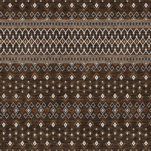 Homeroots 3' Brown Green And Olive Green Tribal Washable Area Rug For Indoor And Outdoor Spaces, Durable Design 8' X 10' Polyester 582557