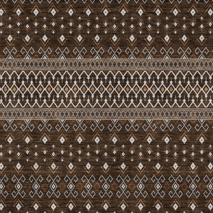 Homeroots 3' Brown Green And Olive Green Tribal Washable Area Rug For Indoor And Outdoor Spaces, Durable Design 9' X 12' Polyester 582558