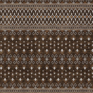 Homeroots 3' Brown Green And Olive Green Tribal Washable Area Rug For Indoor And Outdoor Spaces, Durable Design 10' X 14' Polyester 582559