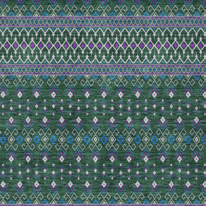 Homeroots 3' Brown Green And Olive Green Tribal Washable Area Rug For Indoor And Outdoor Spaces, Durable Design 5' X 8' Polyester 582561