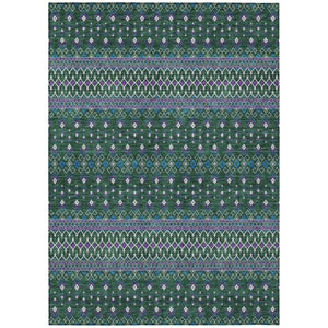 HomeRoots 9' Bold Tribal-Inspired Washable Area Rug in Vibrant Green, Blue & Purple for Indoor/Outdoor Use 9' X 12' 582564