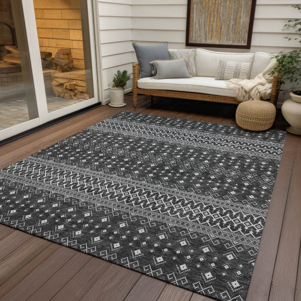 Homeroots 3' Brown Green And Olive Green Tribal Washable Area Rug For Indoor And Outdoor Spaces, Durable Design 8' X 10' Polyester 582569